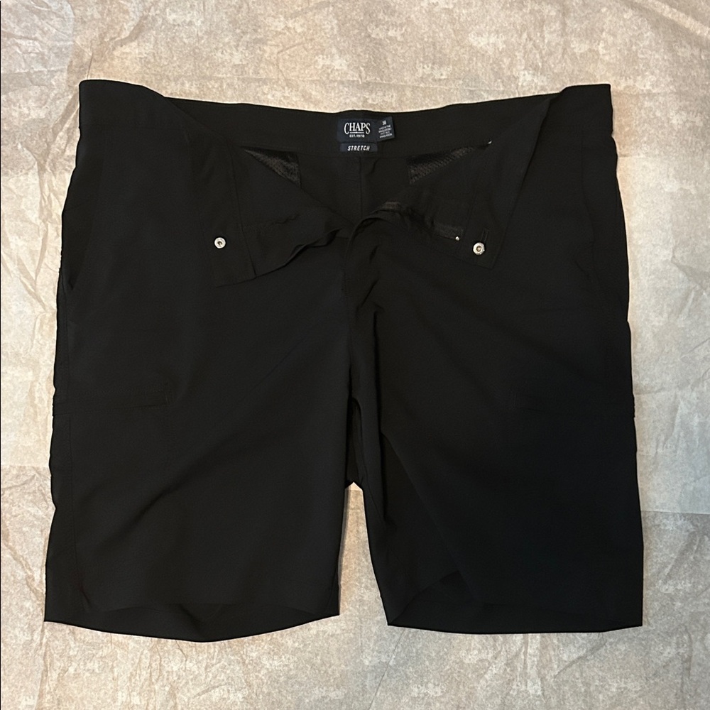 Chaps Men’s Shorts – 38 – Black – Classic Flat-Front Casual